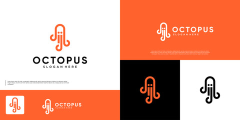 minimalist octopus logo, simple line art, modern abstract, vector graphic design © dhulpikir
