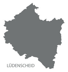 Obraz premium Luedenscheid city map with boroughs grey illustration silhouette shape