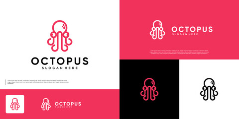 underwater animal symbols, octopus tentacles, modern abstract, colorful style, graphic design illustration. © dhulpikir