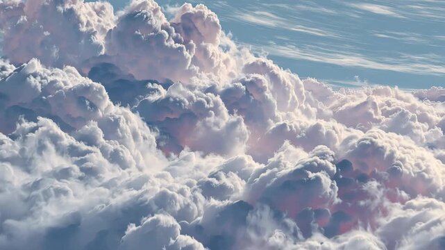 A breathtaking view of the sky filled with fluffy white clouds and patches of blue