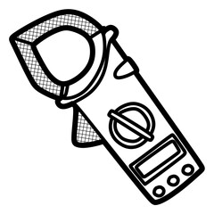 ampere pliers simple line art, editable lines