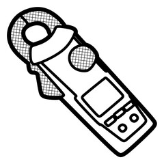 ampere pliers black and white electrical tool, editable lines