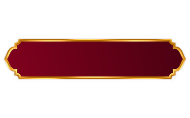 Royal red title banner with golden trim – A luxurious red banner with gold accents, designed to highlight titles, headlines, and messages in posters, invitations, covers, and premium branding layouts © Rihaya Design 