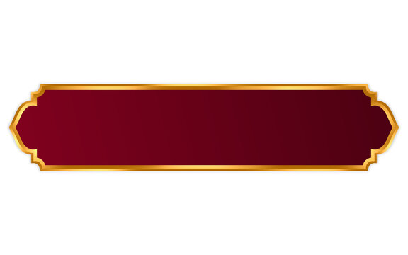 Royal red title banner with golden trim &ndash; A luxurious red banner with gold accents, designed to highlight titles, headlines, and messages in posters, invitations, covers, and premium branding layouts