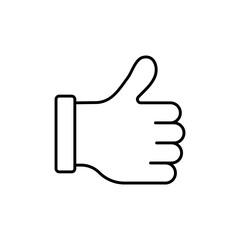 Thumbs Up Outline Icon Isolated on Transparent Background. Approval and Like Symbol. Vector Illustration