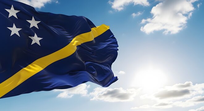 The flag of solomon islands waving in the wind