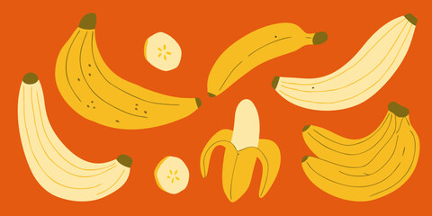 A collection of yellow bananas in various stages of peel and form © Nayon