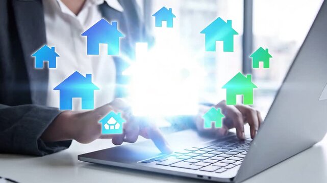 Online Real Estate Search and Property Investment Concept with Laptop