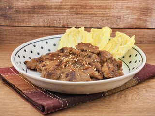 한국음식 양념 돼지갈비 구이