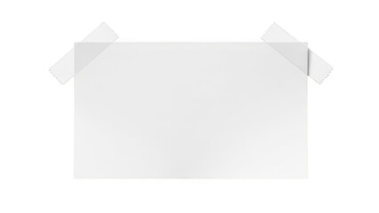 White paper sheet taped with clear adhesive tape blank empty