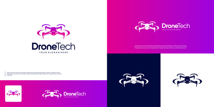 aviation technology logo, drone, video and photos, remote control, vector graphic illustration.