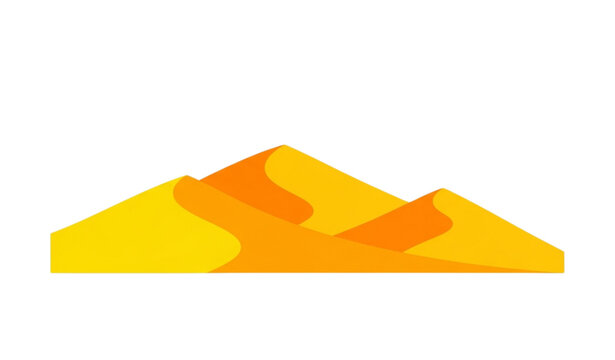 Flat geometric desert dunes vector illustration with sun isolated on white background for modern travel and infographic design