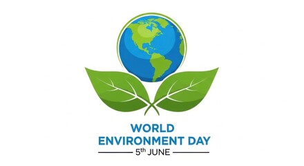 Fototapeta premium World environment day logo with globe and leaves