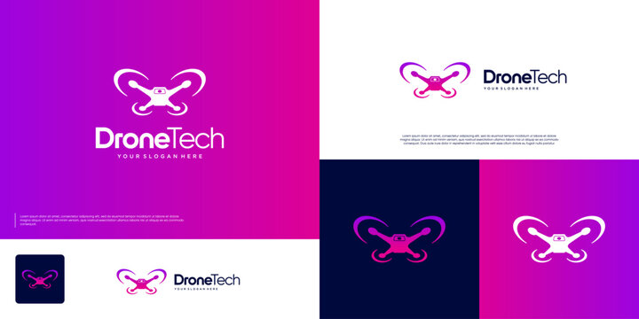 drone technology logo, remote control, photos and videos, vector graphic design.
