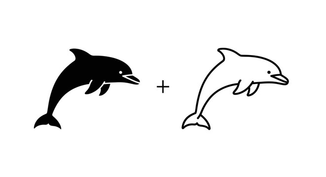 Dolphin silhouette vector illustration set of two different dolphin styles Vector