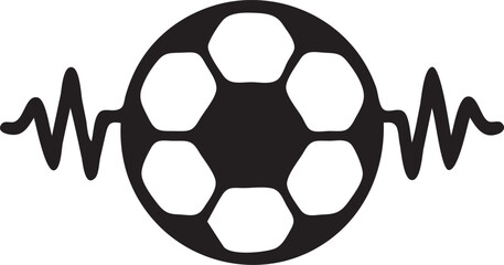 Fototapeta premium Soccer Ball with Heartbeat Line Football Pulse Sports Logo Icon