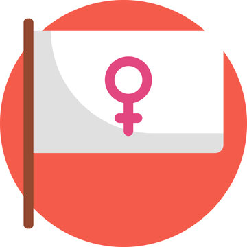 A flag symbol representing feminist movements, unity, and collective advocacy for gender equality.