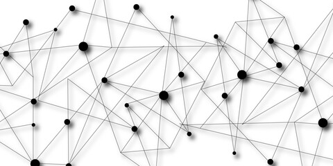 Technology abstract white digital background of connected dot with black line .many squares and rectangle shapes .Internet connection network high digital technology with connecting points and
