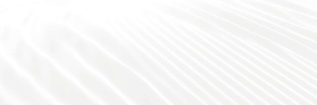 White wavy cloth  background. Rippled fabric wave