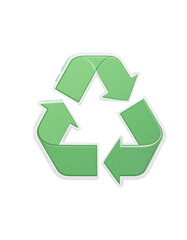 Obraz premium Green recycling symbol sticker, eco-friendly theme, clean vector style isolated on transparent or white backgrounds