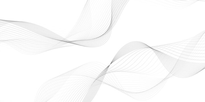 White wave curve lines banner background design. Abstract soft wave lines dynamic flowing gray light isolated background. Vector Illustration of the gray pattern of lines. Black stripes on white .