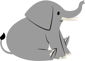 Cartoon Elephant Sitting Down.