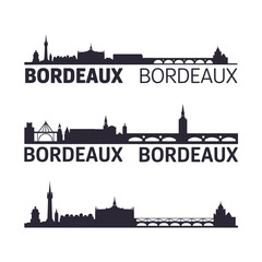 Fototapeta premium Silhouetted skylines of Bordeaux France repeated in a graphic design