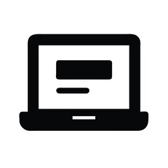Fototapeta premium Minimalist Laptop Computer Icon on White Background Flat Design vector illustration