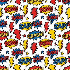 Fototapeta premium Pop Art Comic Book Doodle Seamless Pattern Vector