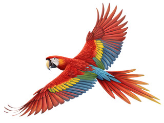 Obraz premium Colorful, parrot, flying, wings, feathers, vibrant, isolated on transparent background