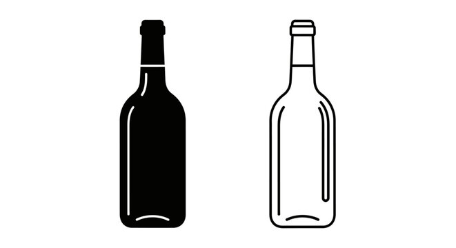 Bottle icon set, wine bottle, empty bottle, beverage container, drink bottle, glass bottle Vector