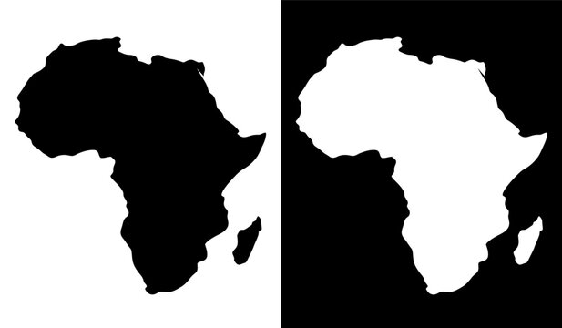 Contrast depiction of the african continent with inverted color schemes for visual comparison Vector