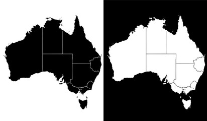 Contrast of australia’s landmass and inverted outline with latitudinal line Vector © Jisa