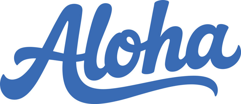 Aloha typography text blue cursive