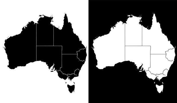 Contrast of australia&rsquo;s landmass and inverted outline with latitudinal line Vector