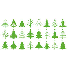 Obraz premium Variety of green Christmas tree silhouettes for holiday decoration