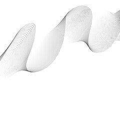 Abstract black and white wavy line with smooth flowing curves and gradients lines
