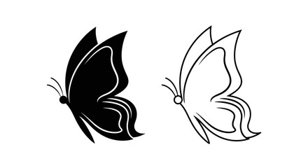 Fototapeta premium Minimalist butterfly design: two stylish line art illustrations Vector