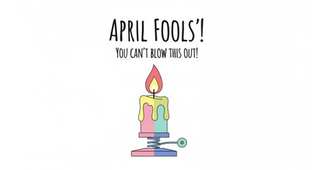 Obraz premium Colorful april fools' day candle with spring base and flame