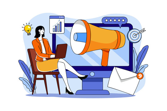 Outbound Marketing Illustration Concept A Flat Illustration Isolated On White Background Vector