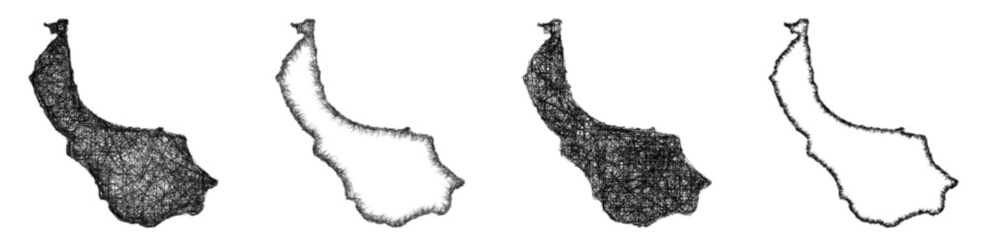 Sketch Gilan outline map design set