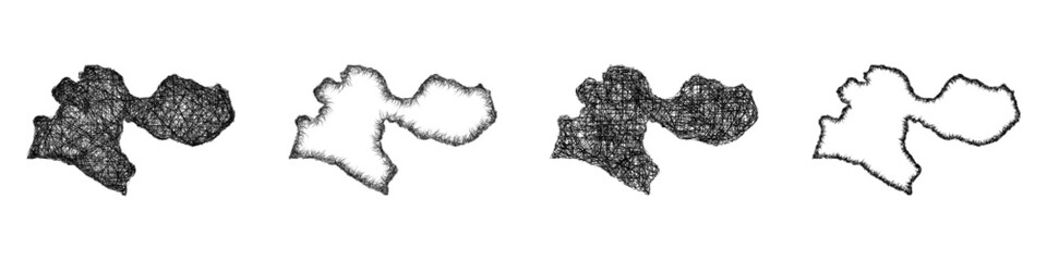 Fototapeta premium Sketch Tehran outline map design set