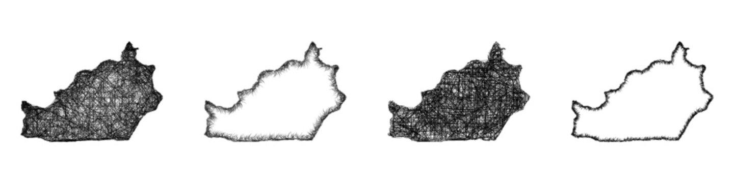 Sketch Semnan outline map design set