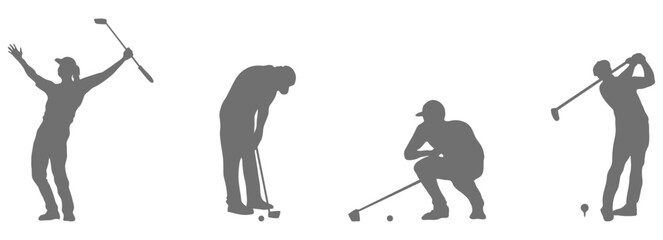 Golf player swing silhouette collection