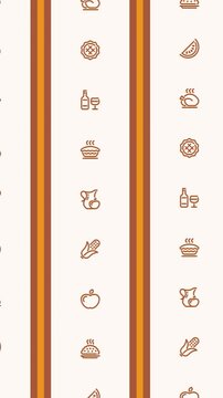 Thanksgiving Food Icons in Vertical Columns symbols