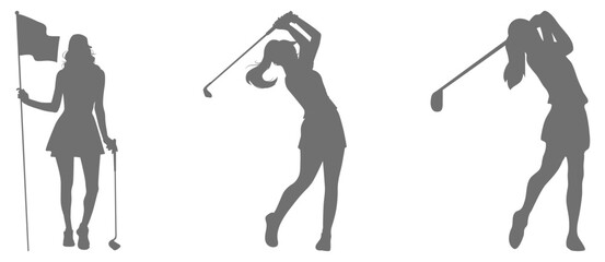 Golf player swing silhouette collection