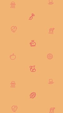 Thanksgiving Icons Pattern Pink on Peach Background