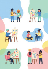 Fototapeta premium People Engaging in Various Artistic Activities.