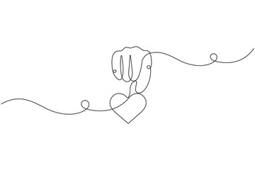 Fototapeta premium Connected love hearts continuous line drawing for wedding or valentine design 
