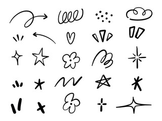 Obraz premium A hand drawn vector collection featuring a whimsical set of zodiac signs, symbols, and artistic arrows designed as a decorative illustration for creative projects